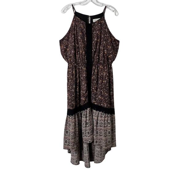 Knox Rose Halter Floral Hi Low Dress Black Womens Large Boho - Picture 1 of 9